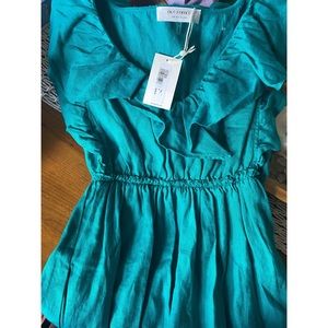 NWT “OUT OF OFFICE” Trina Turk Play Ruffled Linen Dress